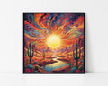 Psychedelic Desert Sunset Framed Wall Art