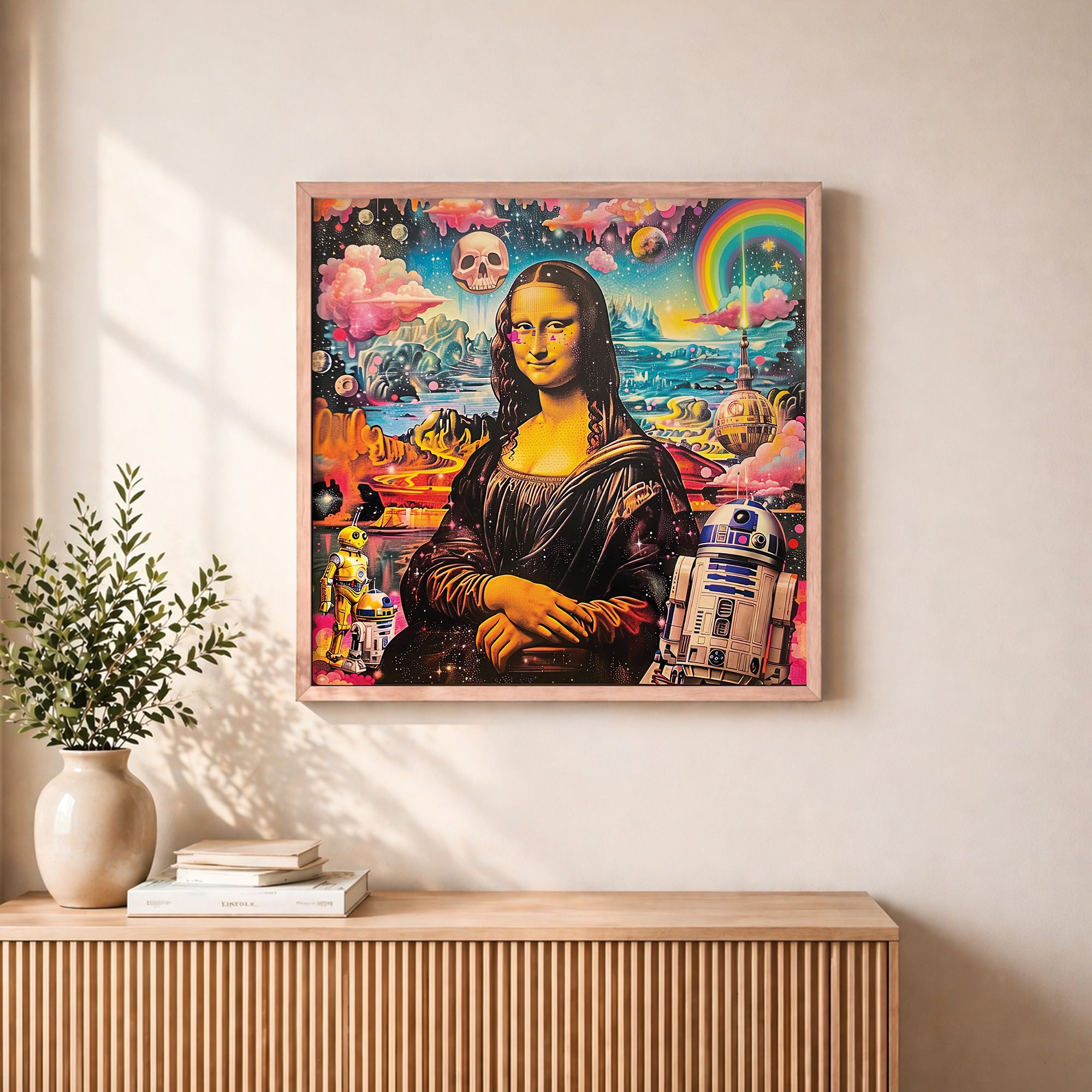 Psychedelic Mona Lisa Portrait Framed Wall Art