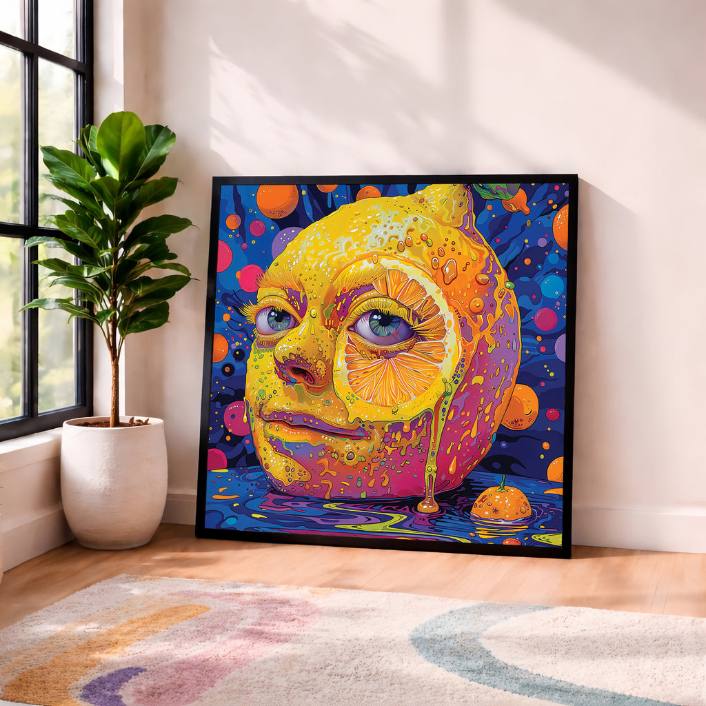 Psychedelic Citrus Face framed wall art