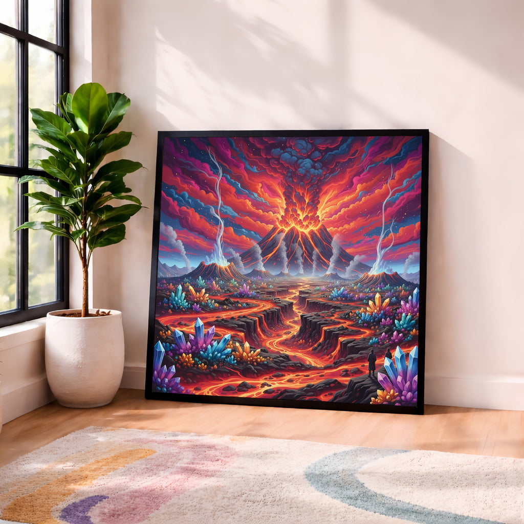 Psychedelic Lava Volcano Framed Wall Art