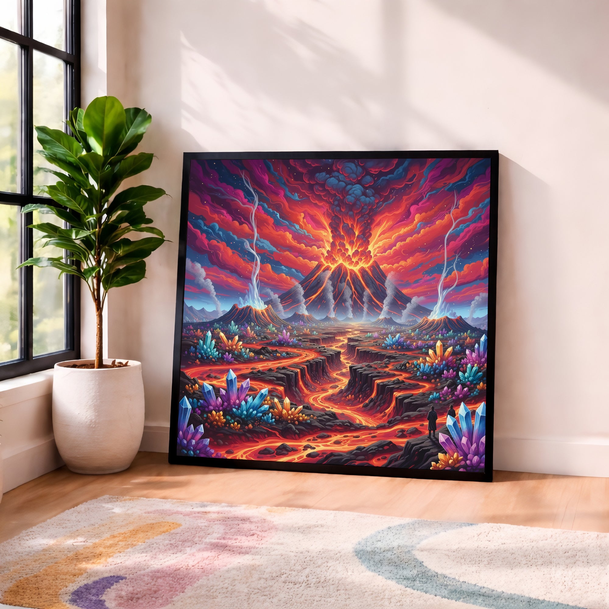 Psychedelic Lava Volcano Framed Wall Art