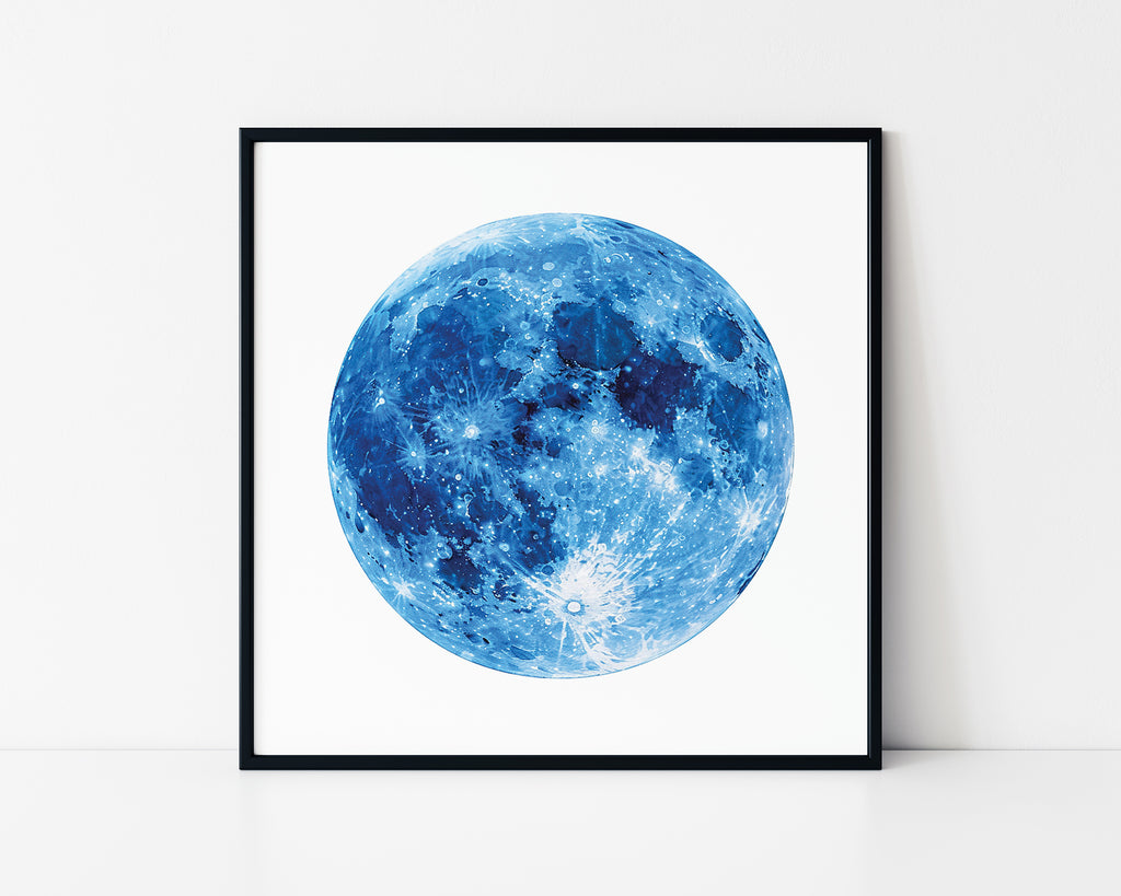 Celestial Blue Moon Framed Wall Art