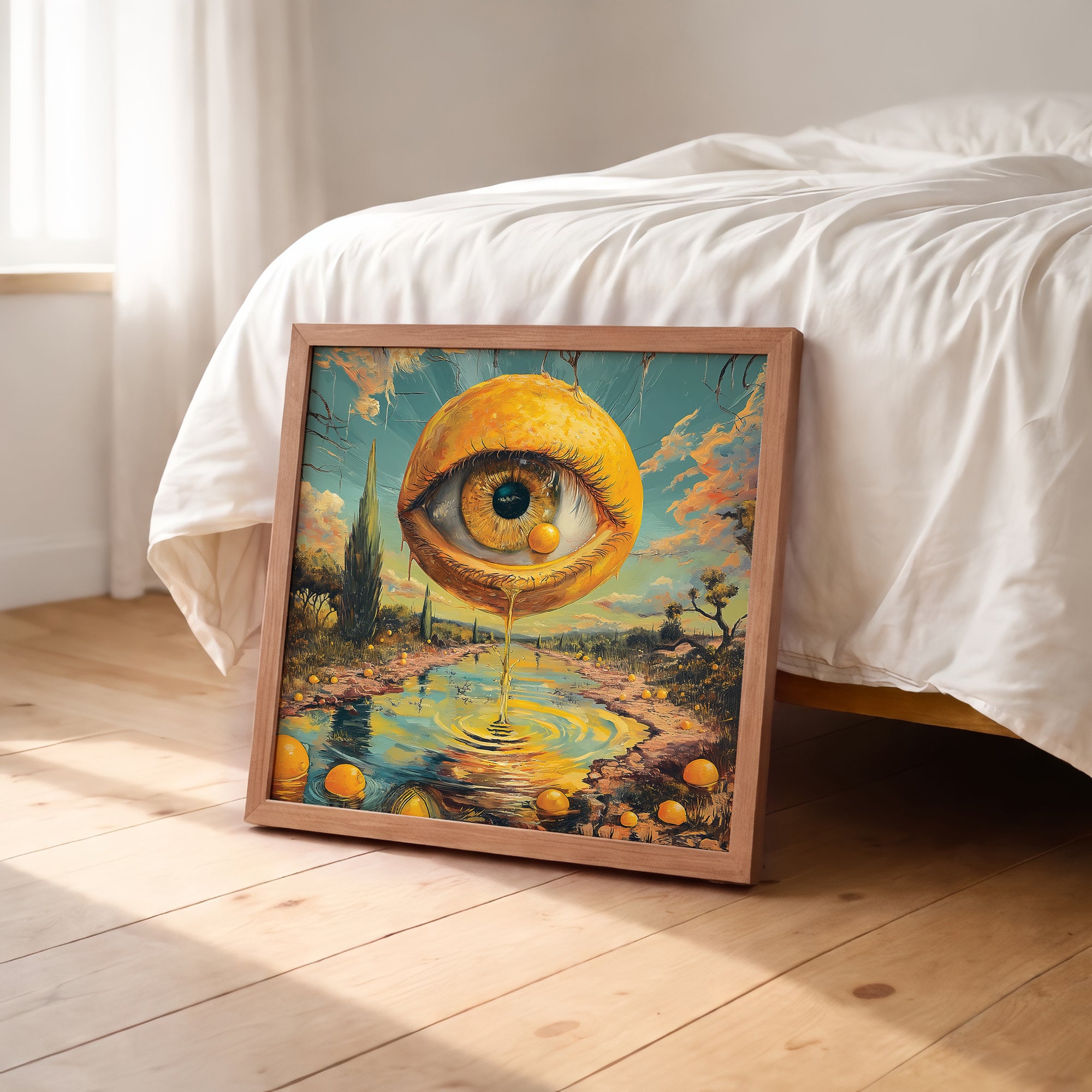Psychedelic Lemon Eye Framed Wall Art