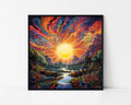 Psychedelic Sunrise Landscape Framed Wall Art