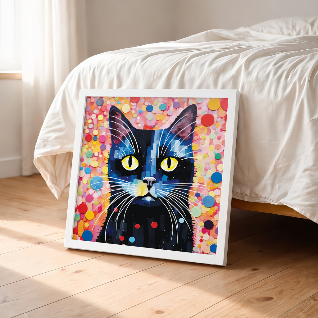 Pop Art Cat Portrait Framed Wall Art