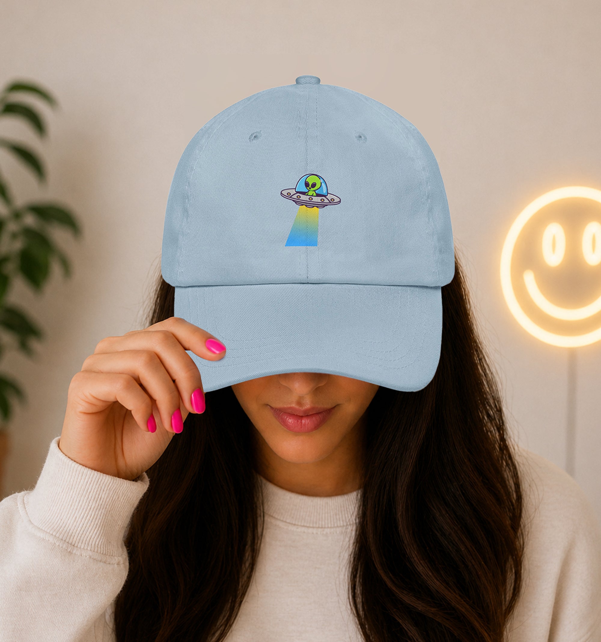 UFO Alien Vibes Festival Hat in Light Blue