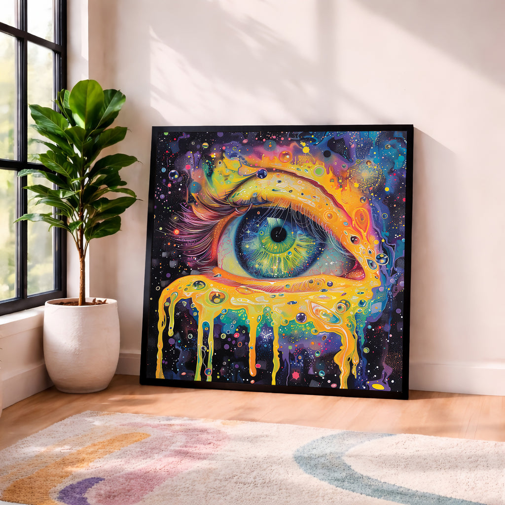 Psychedelic Melting Eye Framed Wall Art