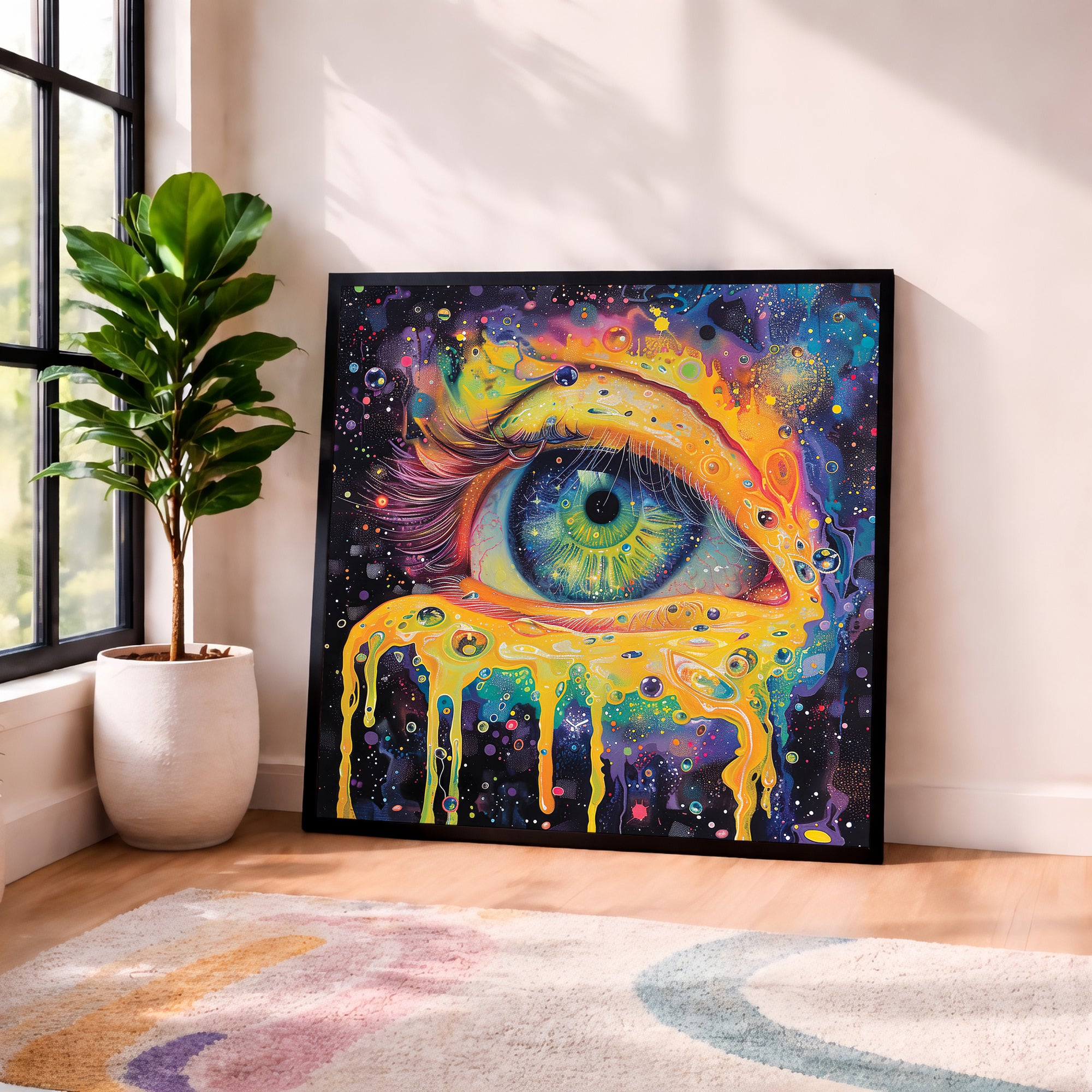 Psychedelic Melting Eye Framed Wall Art