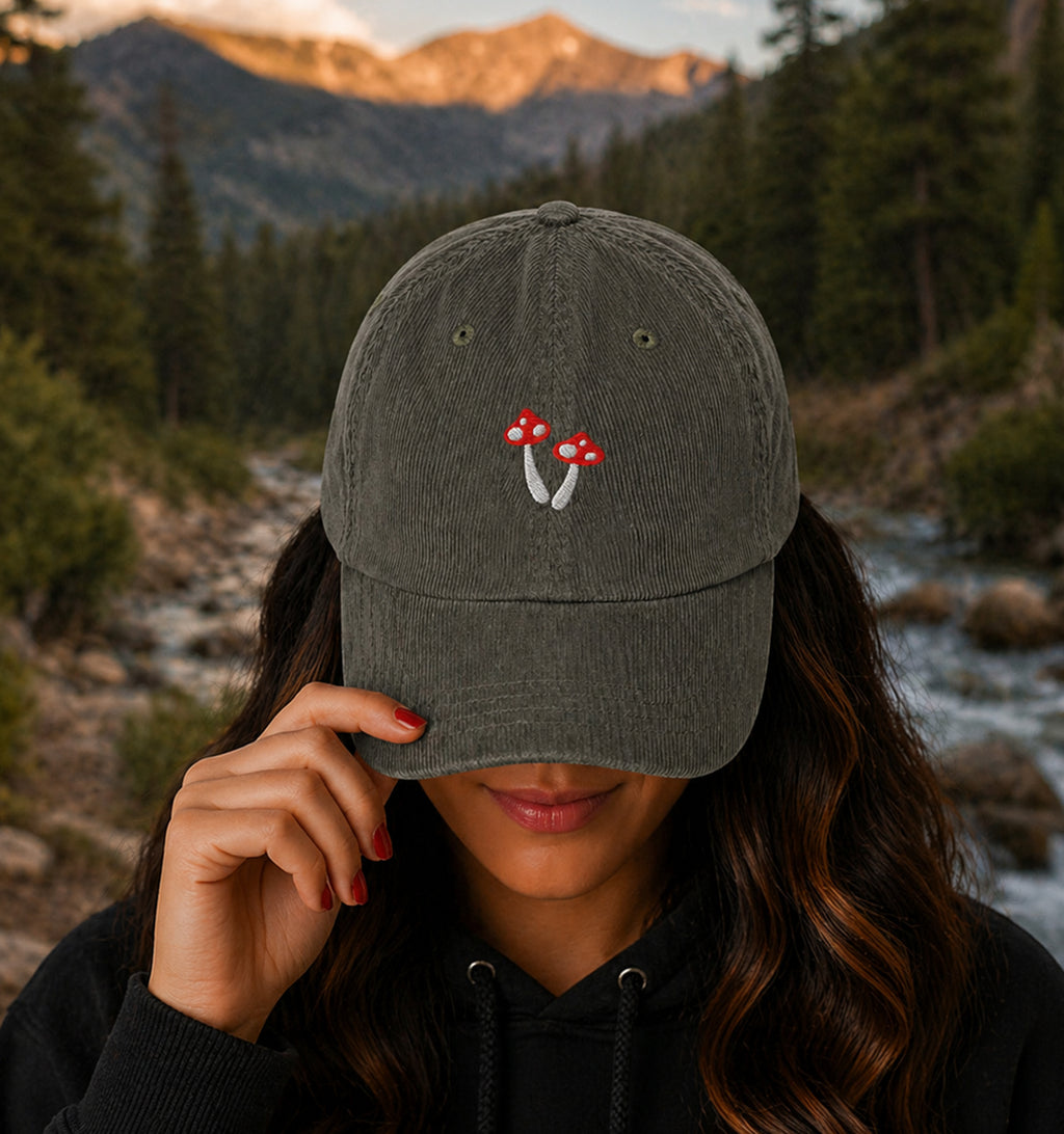 Minimal Mushroom Corduroy Hat
