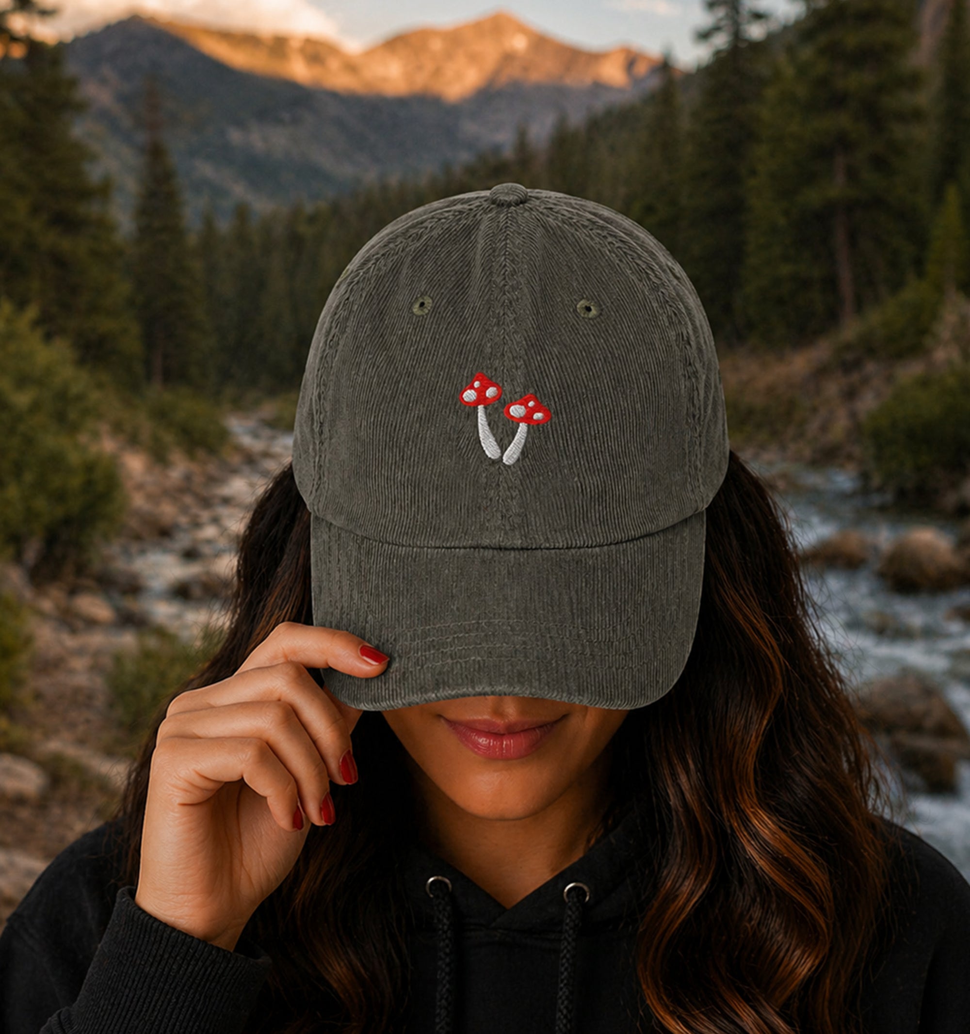 Minimal Mushroom Corduroy Hat