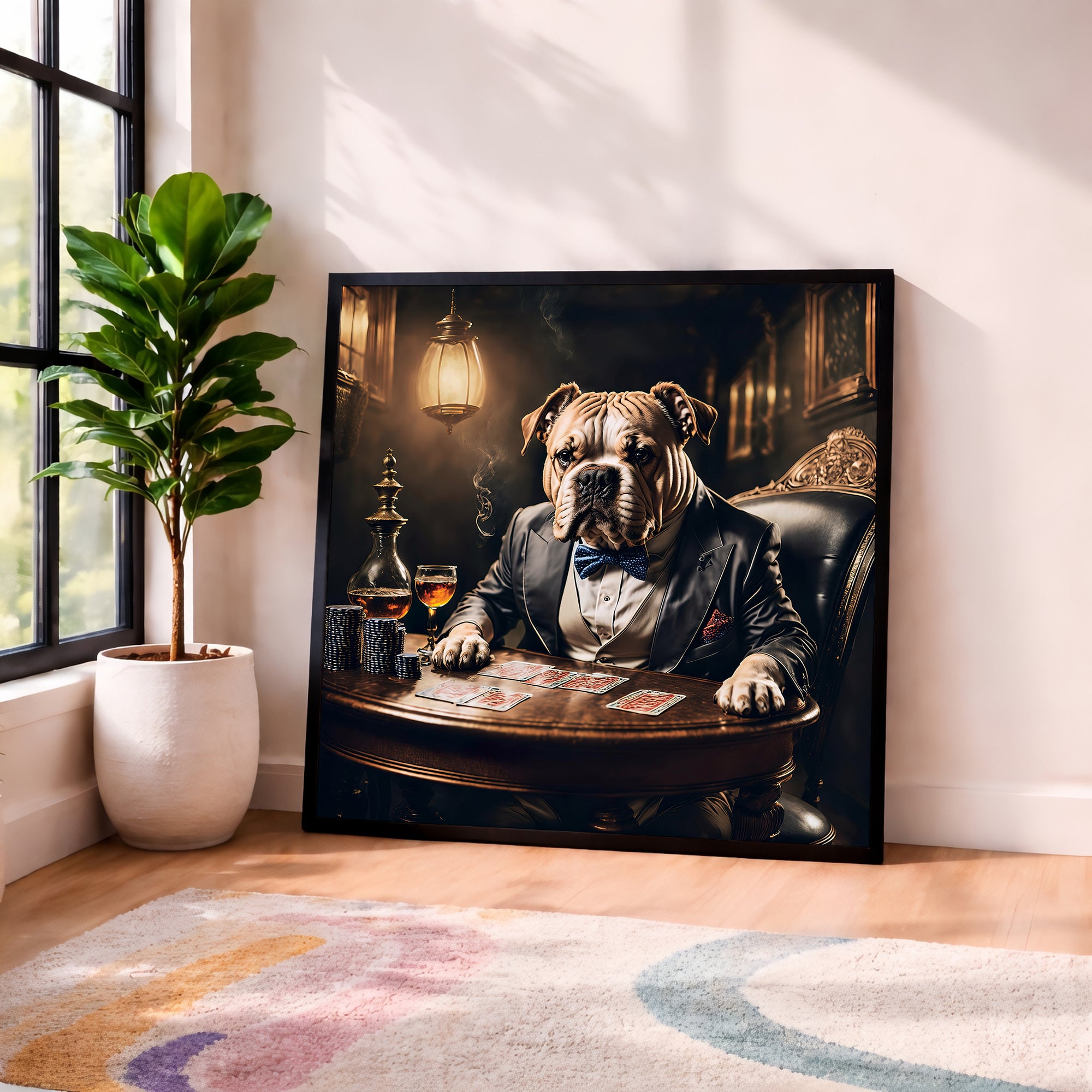 Luxury Bulldog Poker Framed Wall Art