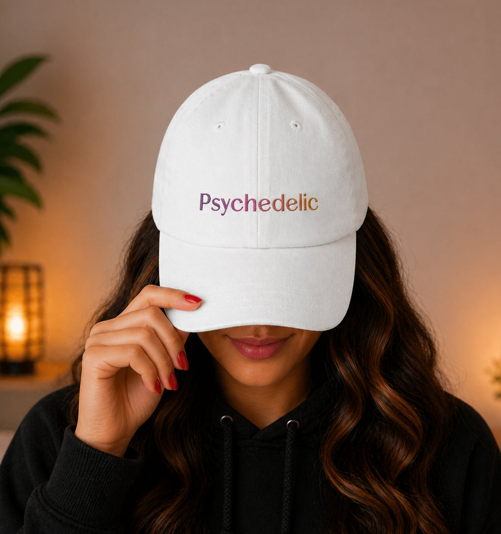 Woman Rave Psychedelic Embroidered Hat in white