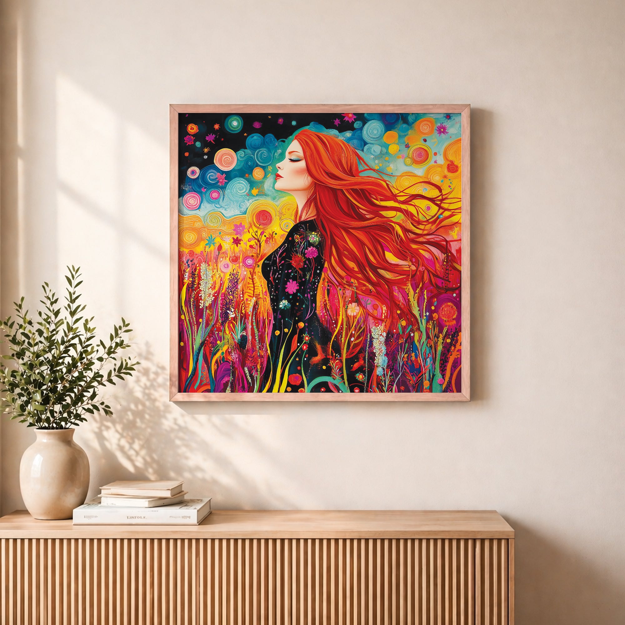 Boho Psychedelic Woman Framed Wall Art