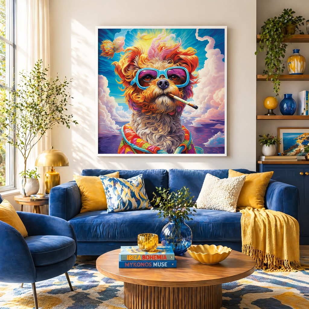 Psychedelic Dog Framed Wall Art