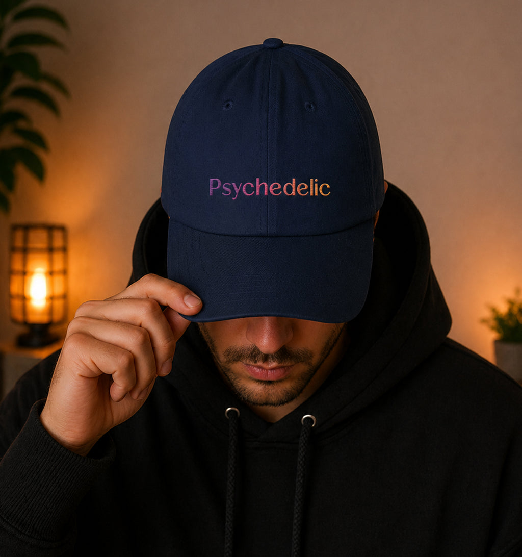 Psychedelic Embroidered Hat in navy
