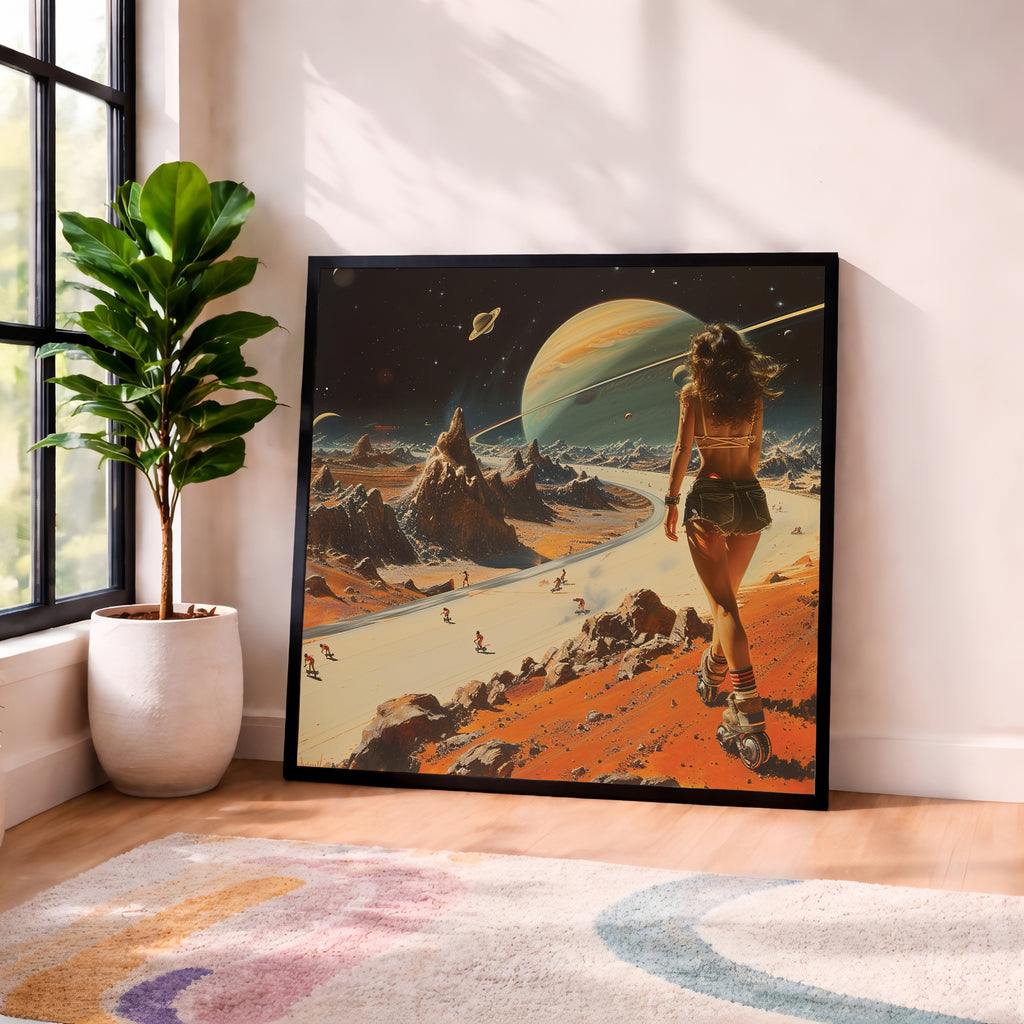 Cosmic Roller Woman Framed Wall Art