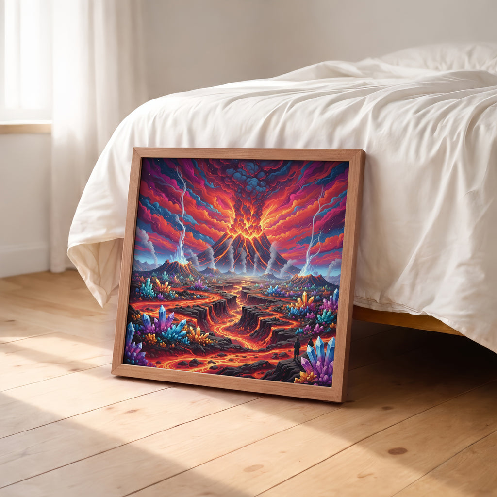 Psychedelic Lava Volcano Framed Wall Art