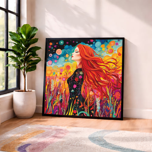 Boho Psychedelic Woman Framed Wall Art