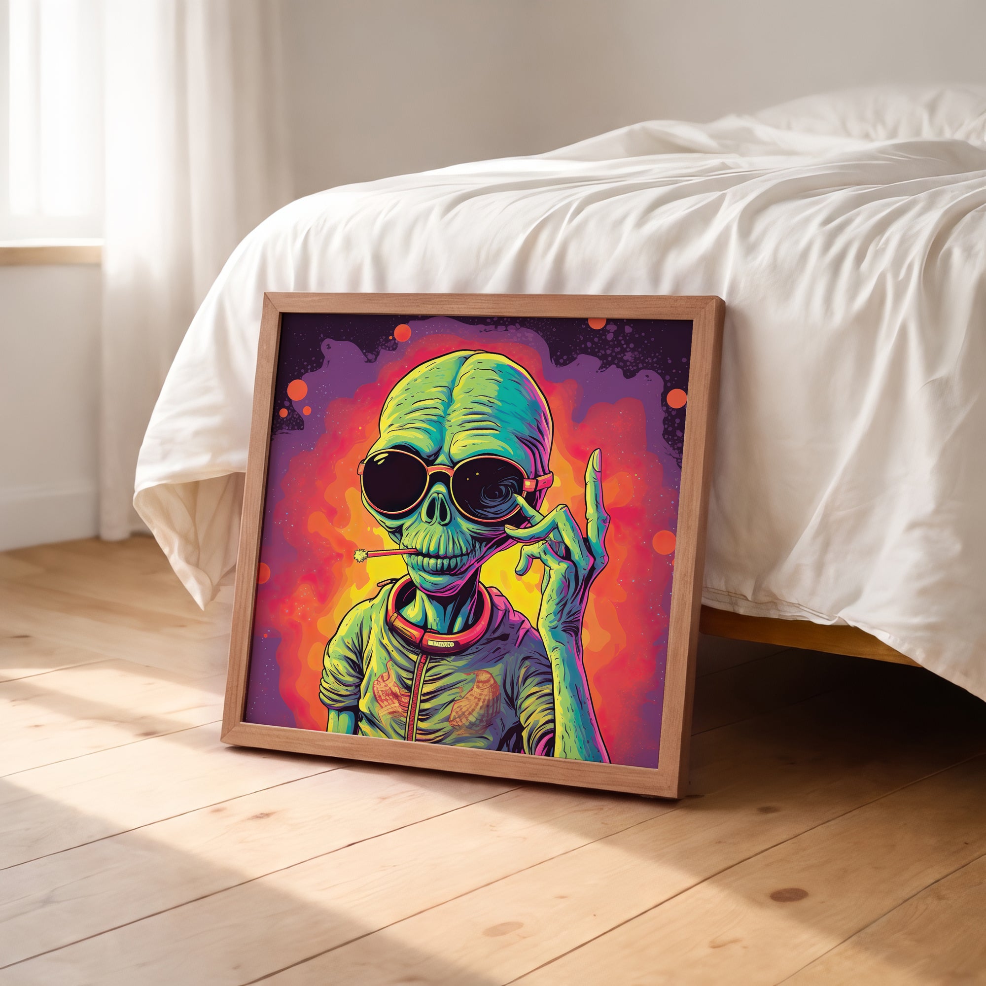 Psychedelic Alien Portrait Framed Wall Art