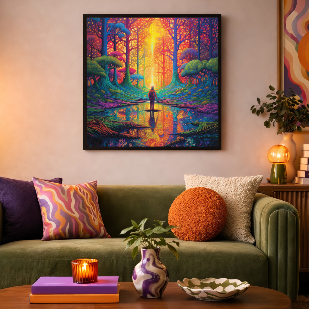 Psychedelic Forest Explorer Framed Wall Art