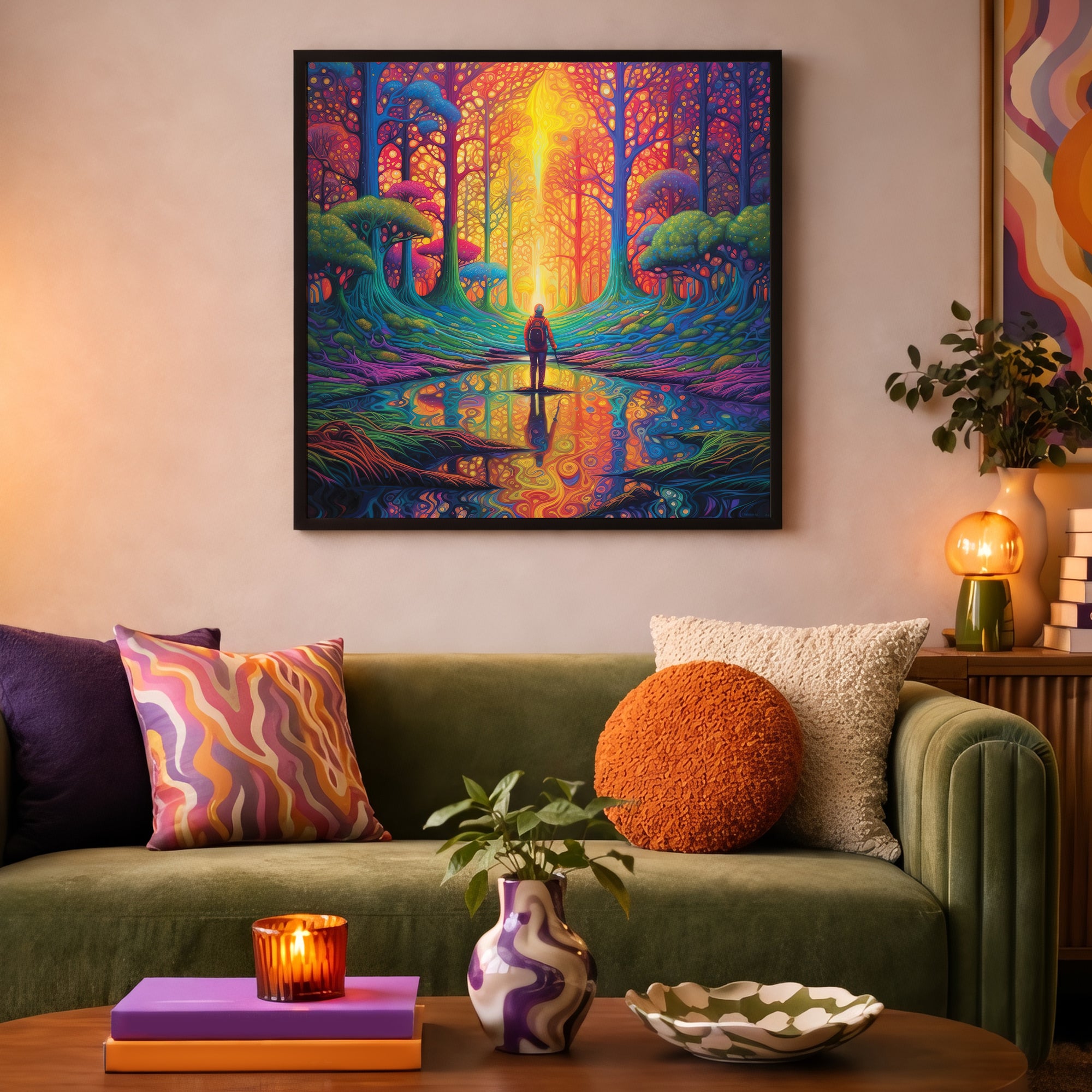 Psychedelic Forest Explorer Framed Wall Art
