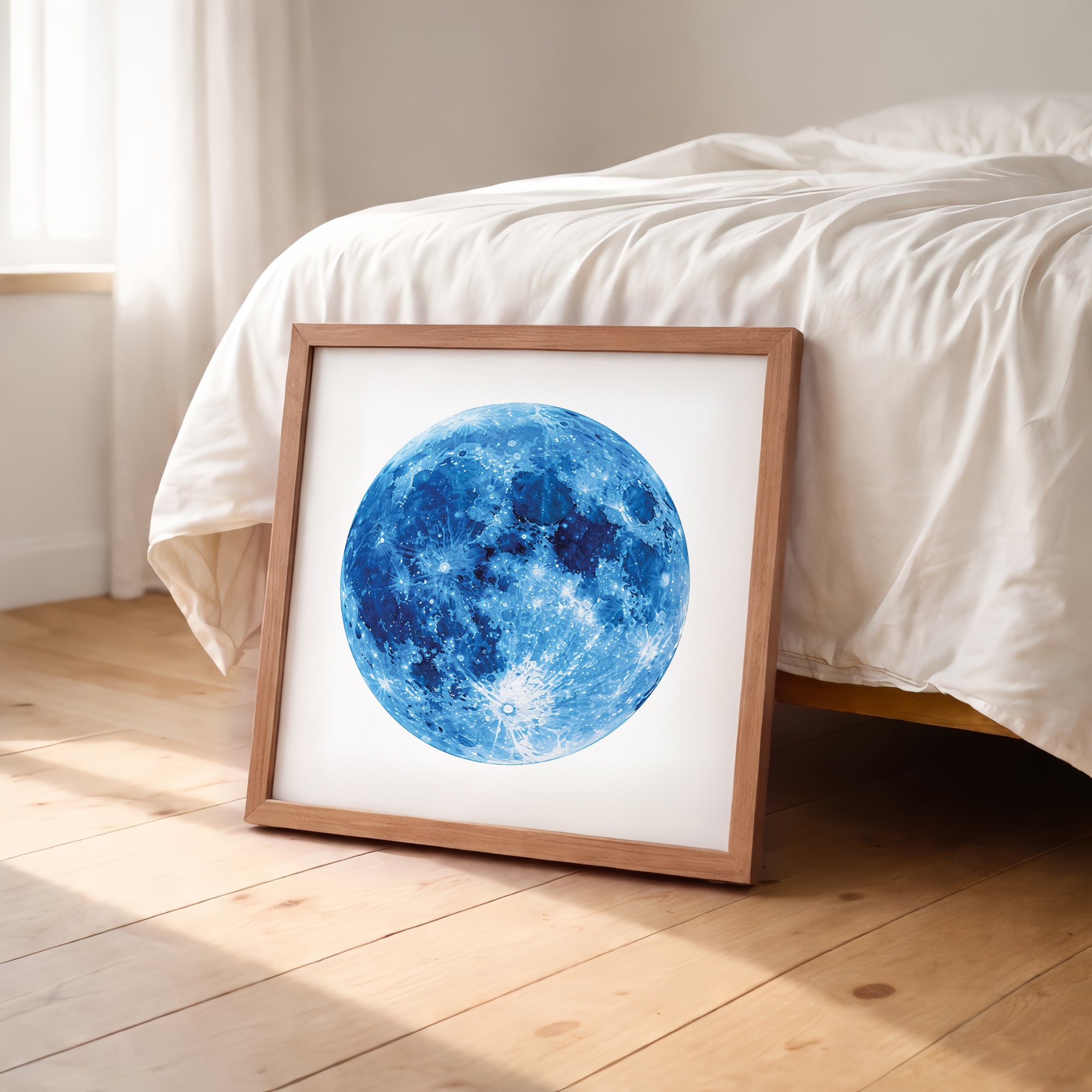 Celestial Blue Moon Framed Wall Art