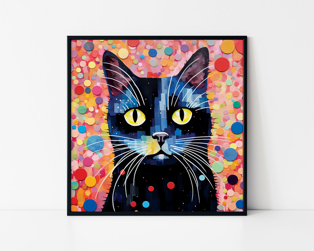 Pop Art Cat Portrait Framed Wall Art