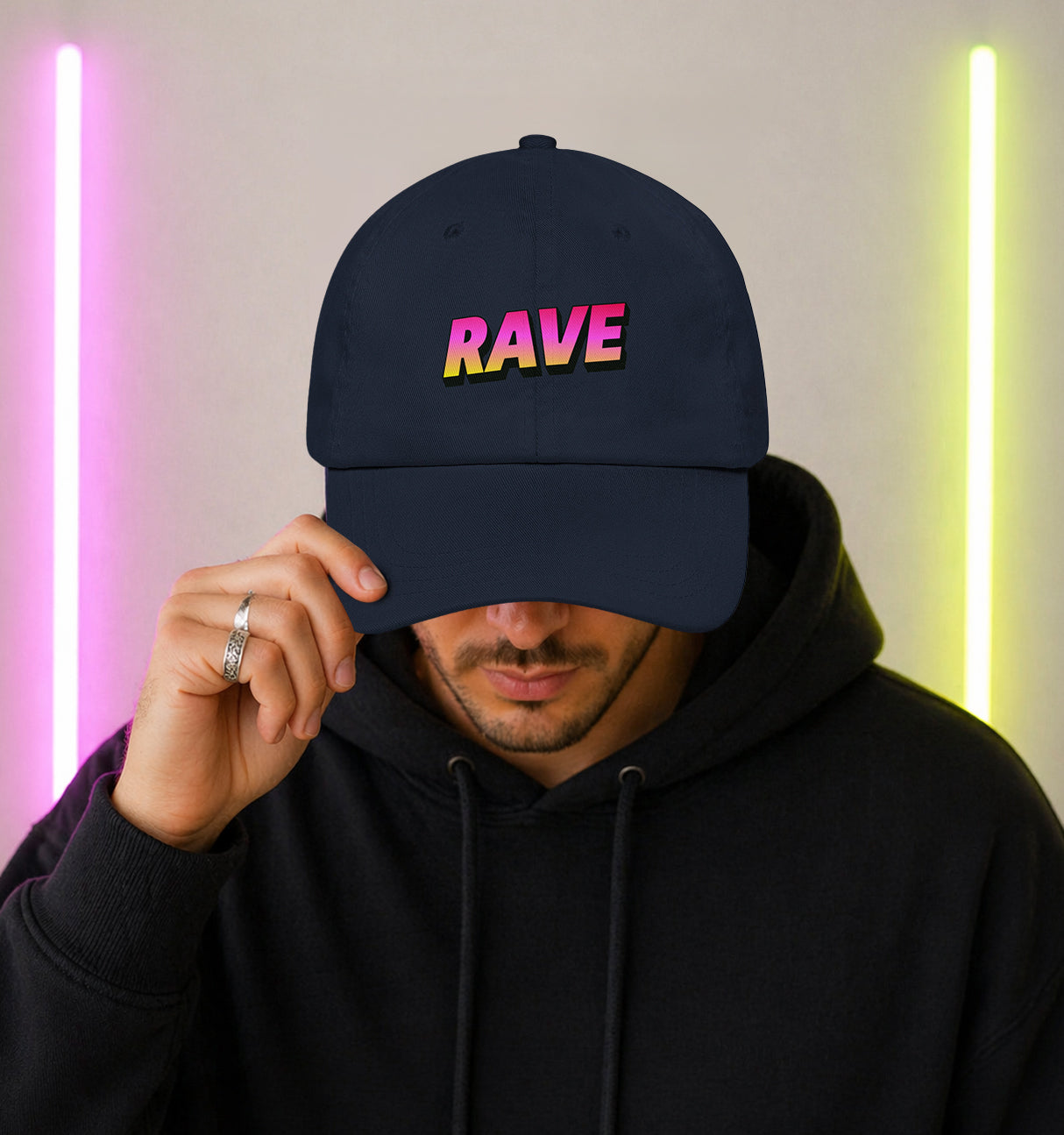 Festival Rave Neon Energy Hat in Navy