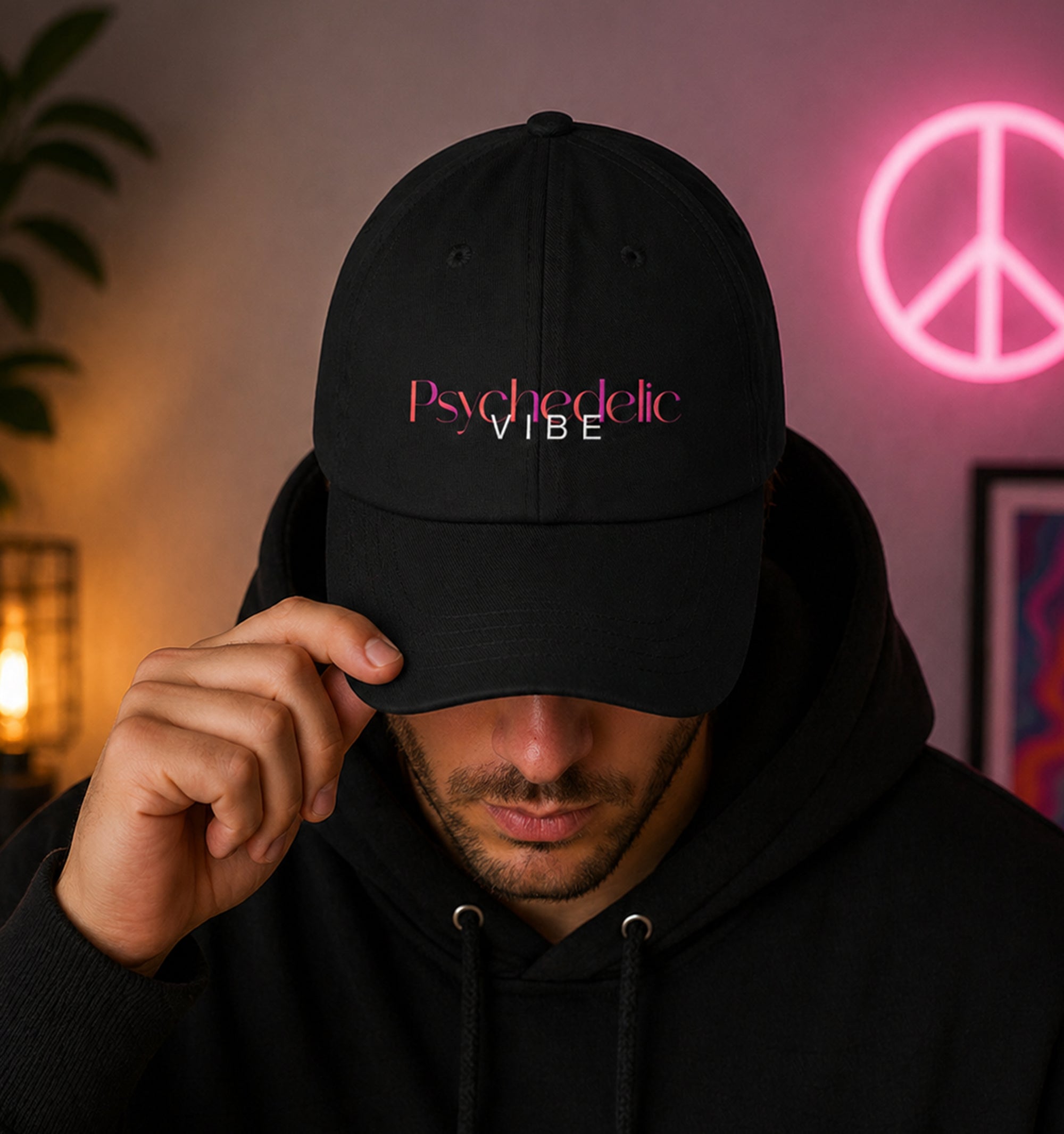Psychedelic Vibe Hat in black