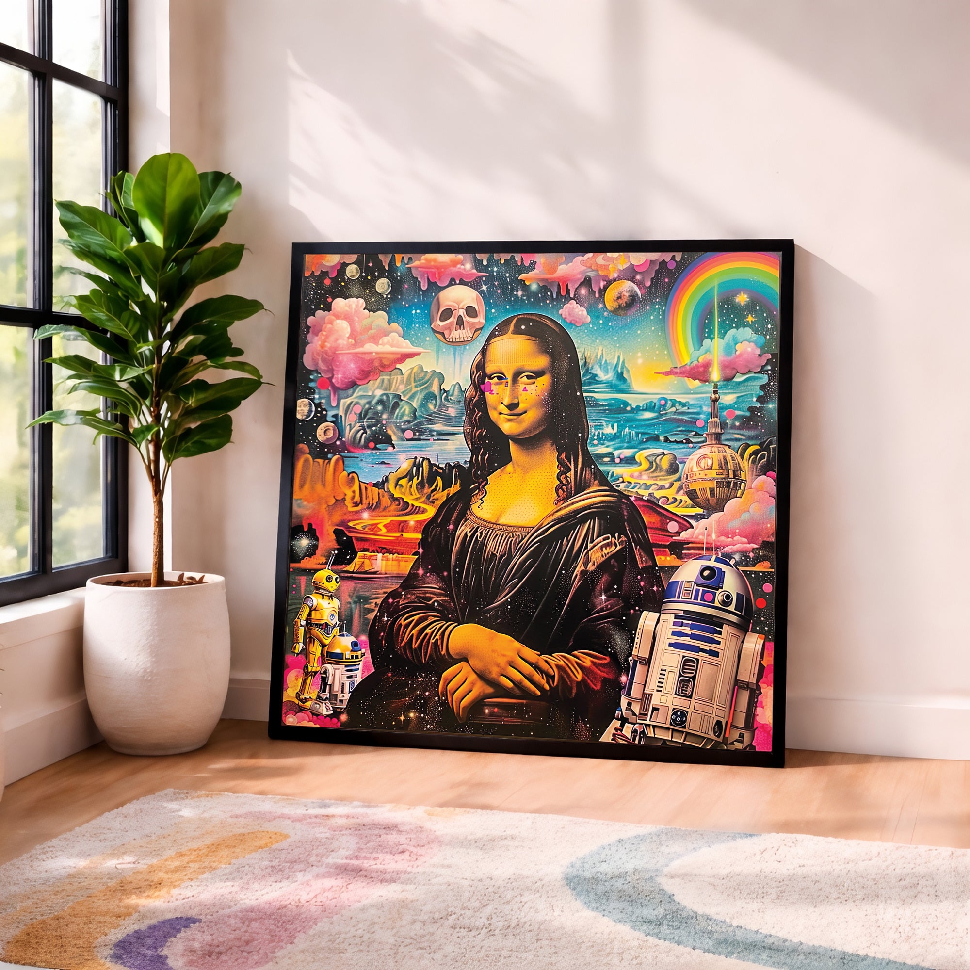 Psychedelic Mona Lisa Portrait Framed Wall Art