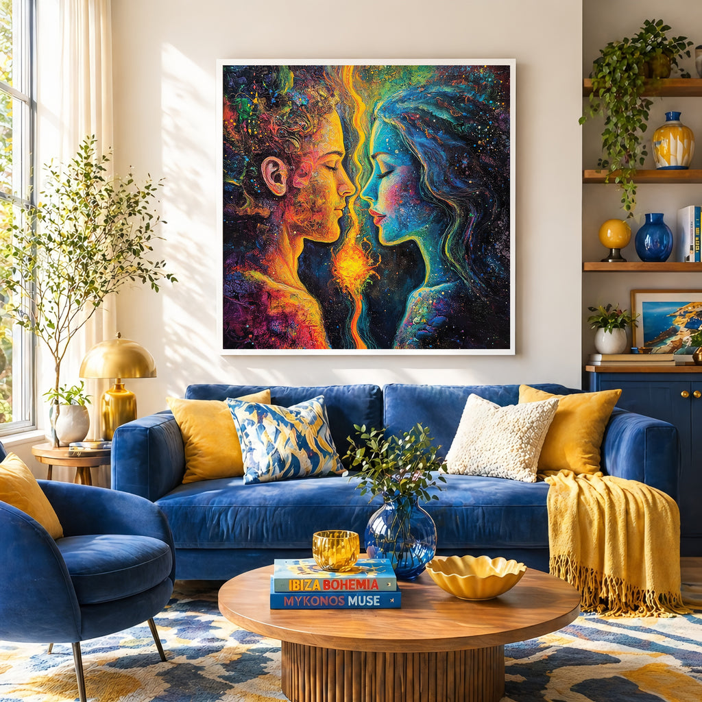 Psychedelic Lovers Energy Framed Wall Art