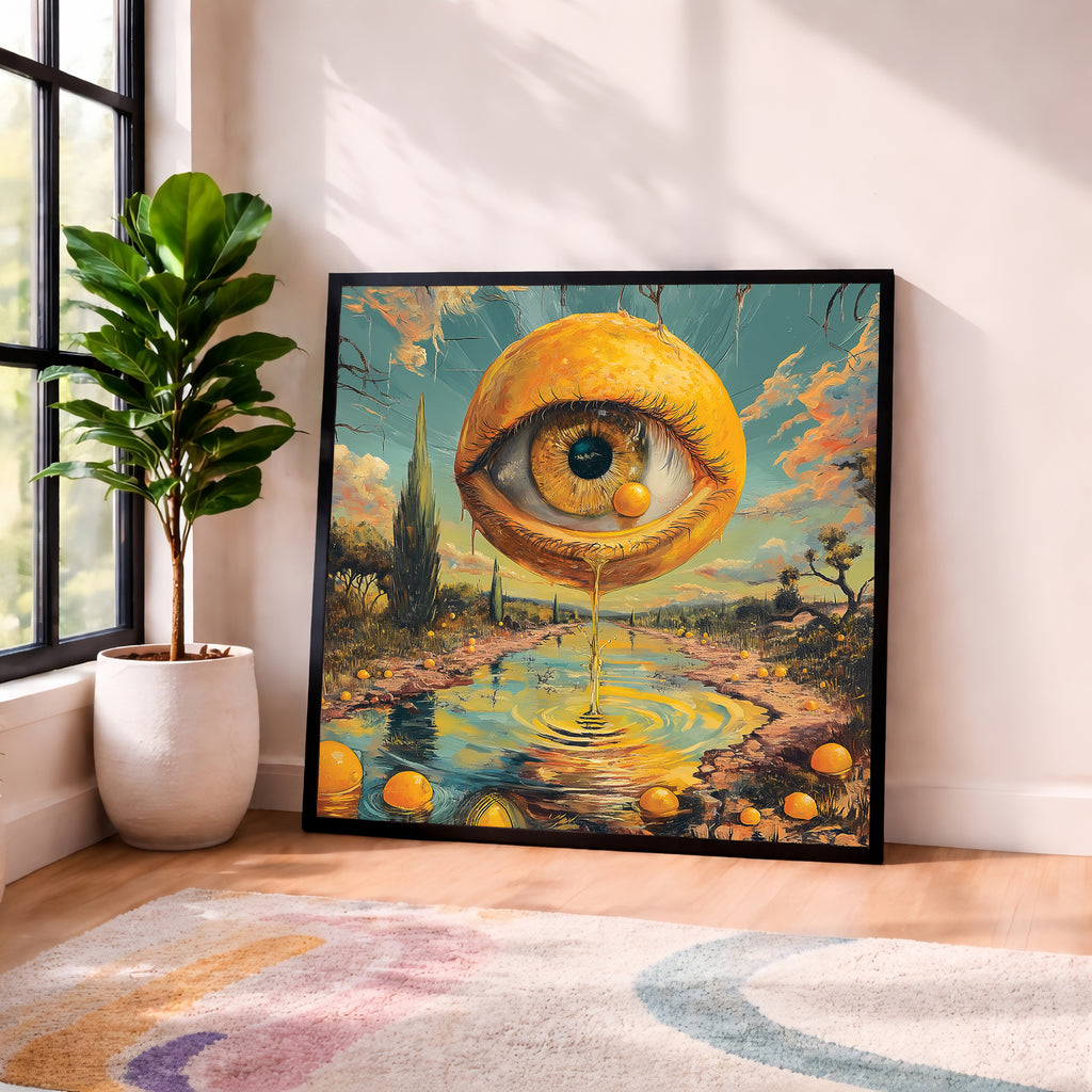Psychedelic Lemon Eye Framed Wall Art