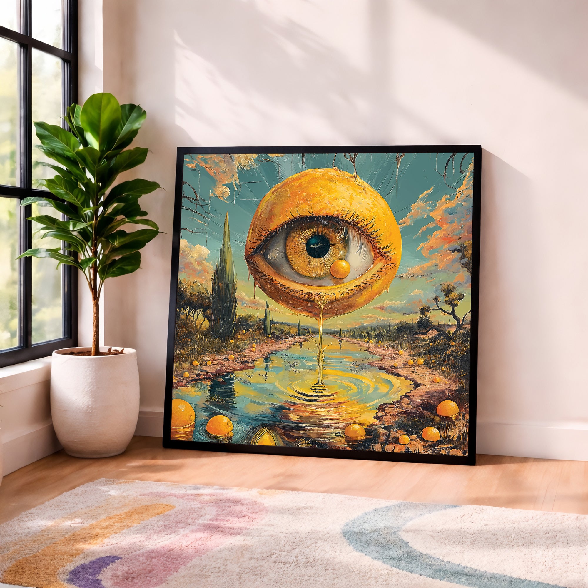 Psychedelic Lemon Eye Framed Wall Art