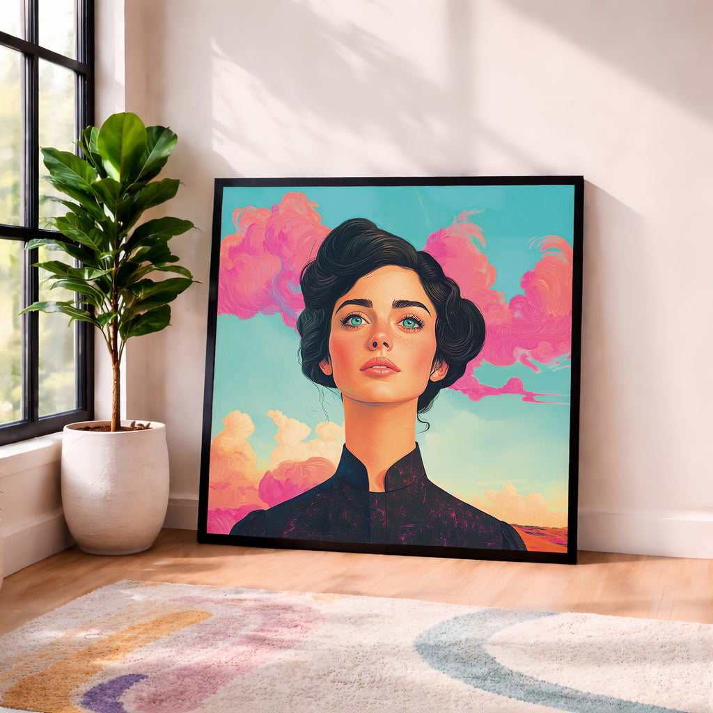 Dreamy Woman Portrait Framed Wall Art
