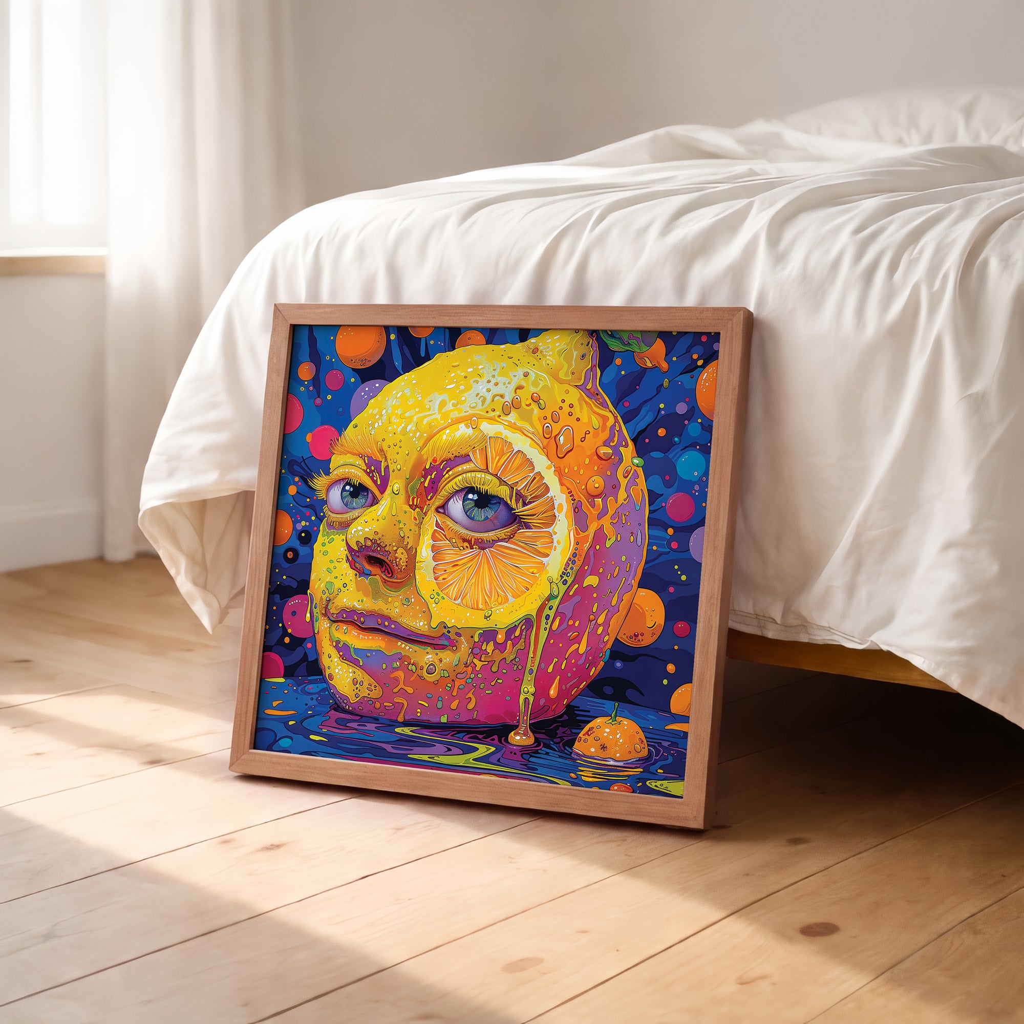 Psychedelic Citrus Face framed wall art