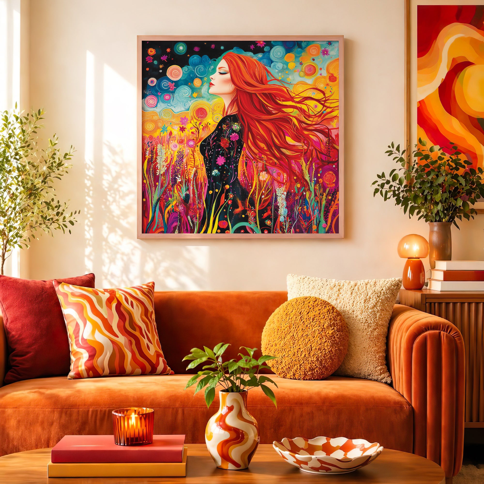 Boho Psychedelic Woman Framed Wall Art