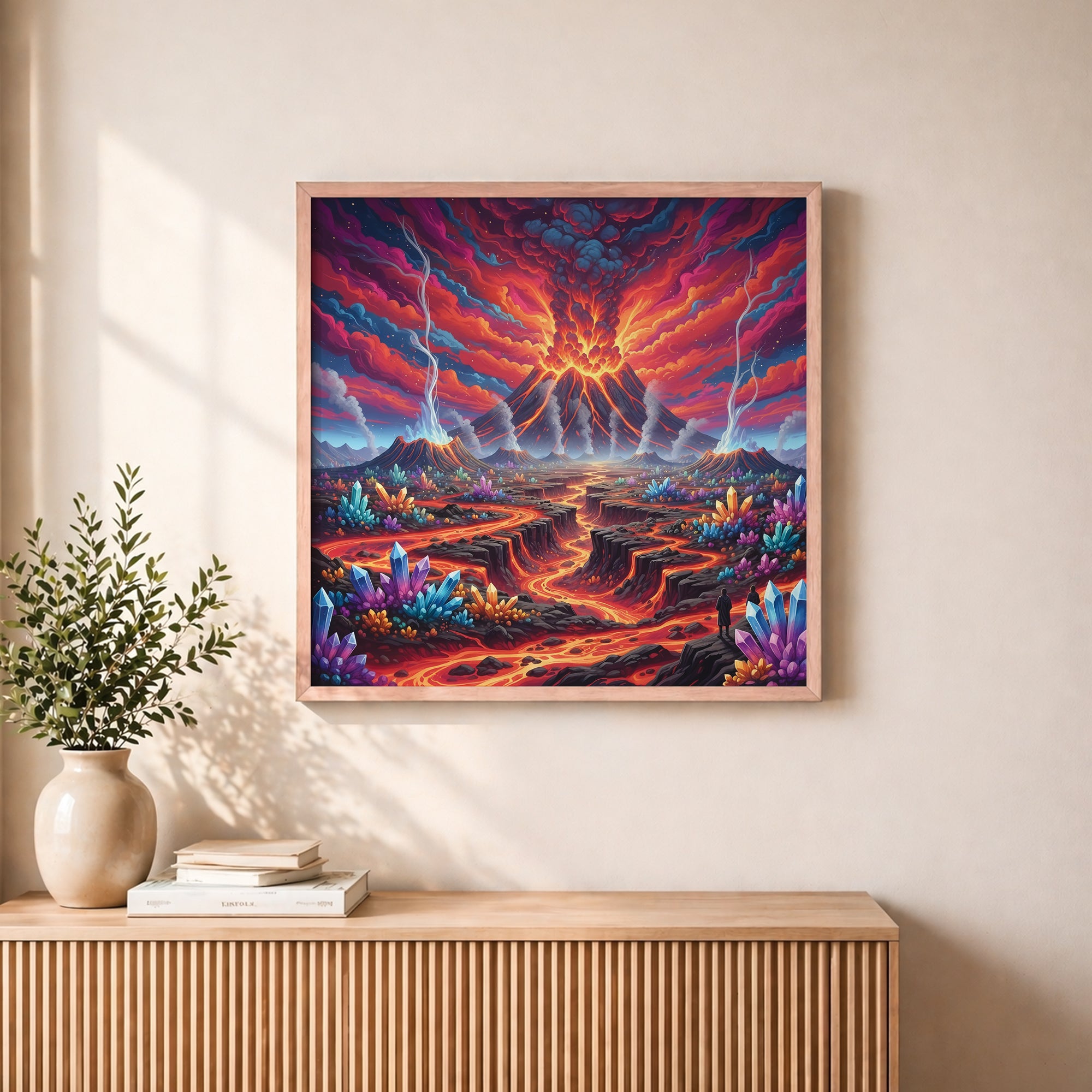Psychedelic Lava Volcano Framed Wall Art