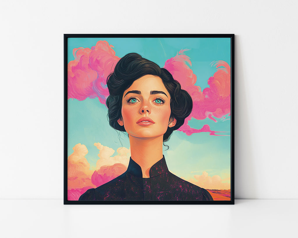 Dreamy Woman Portrait Framed Wall Art