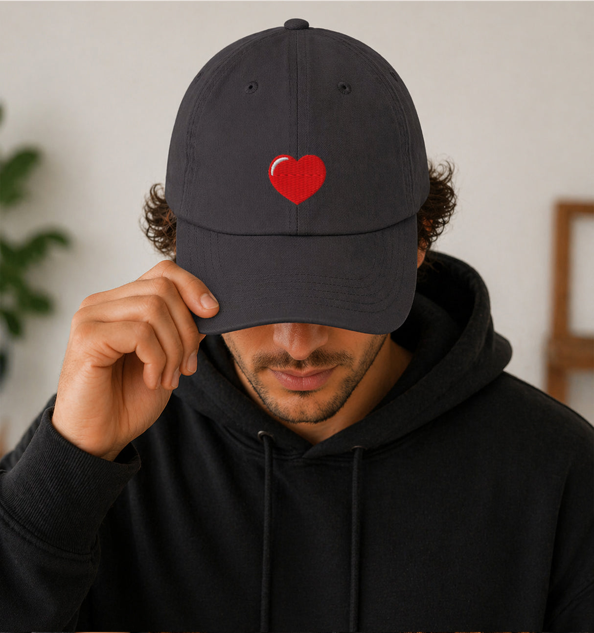 Embroidered Love Hat in Gray