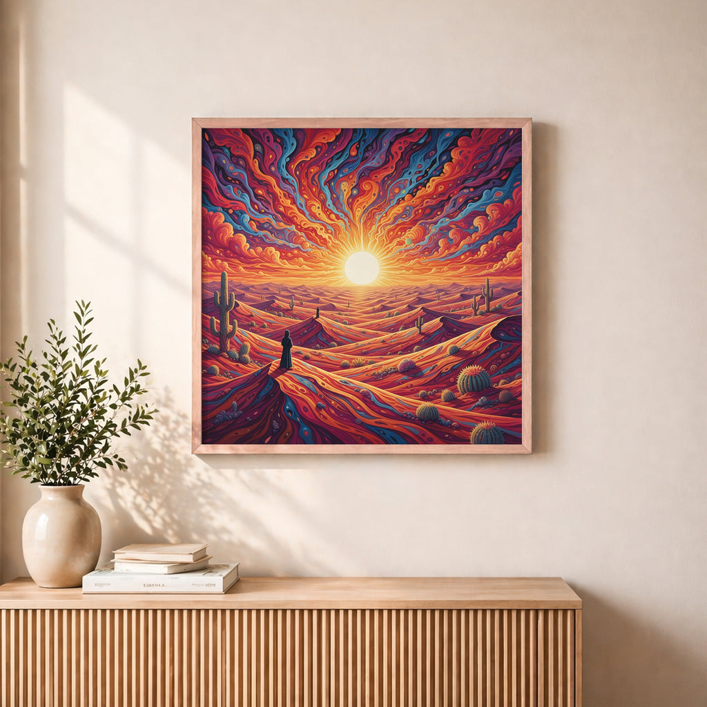 Psychedelic Desert Landscape Framed Wall Art