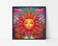 Psychedelic Sun Face Framed Wall Art