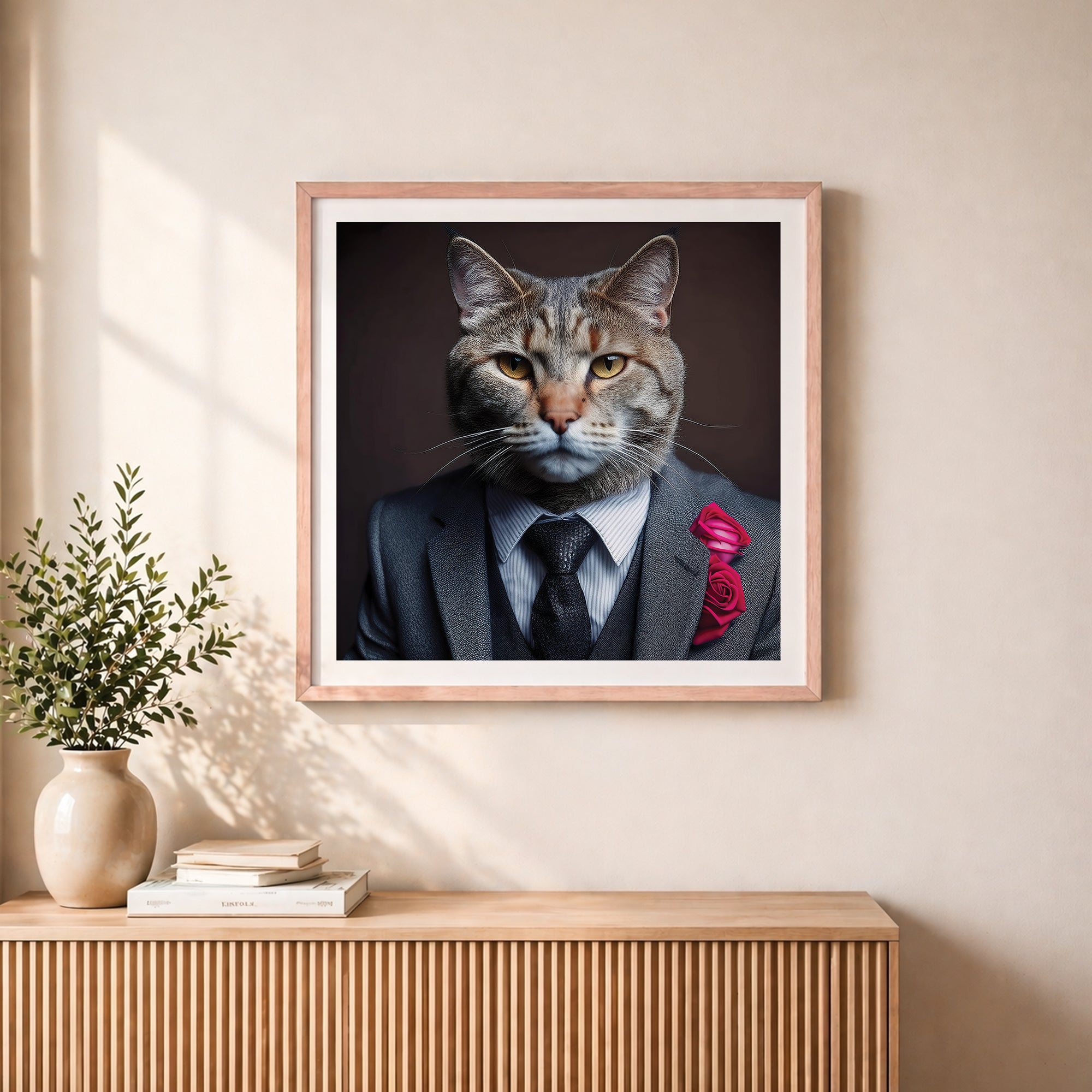 Elegant Cat Suit Framed Wall Art