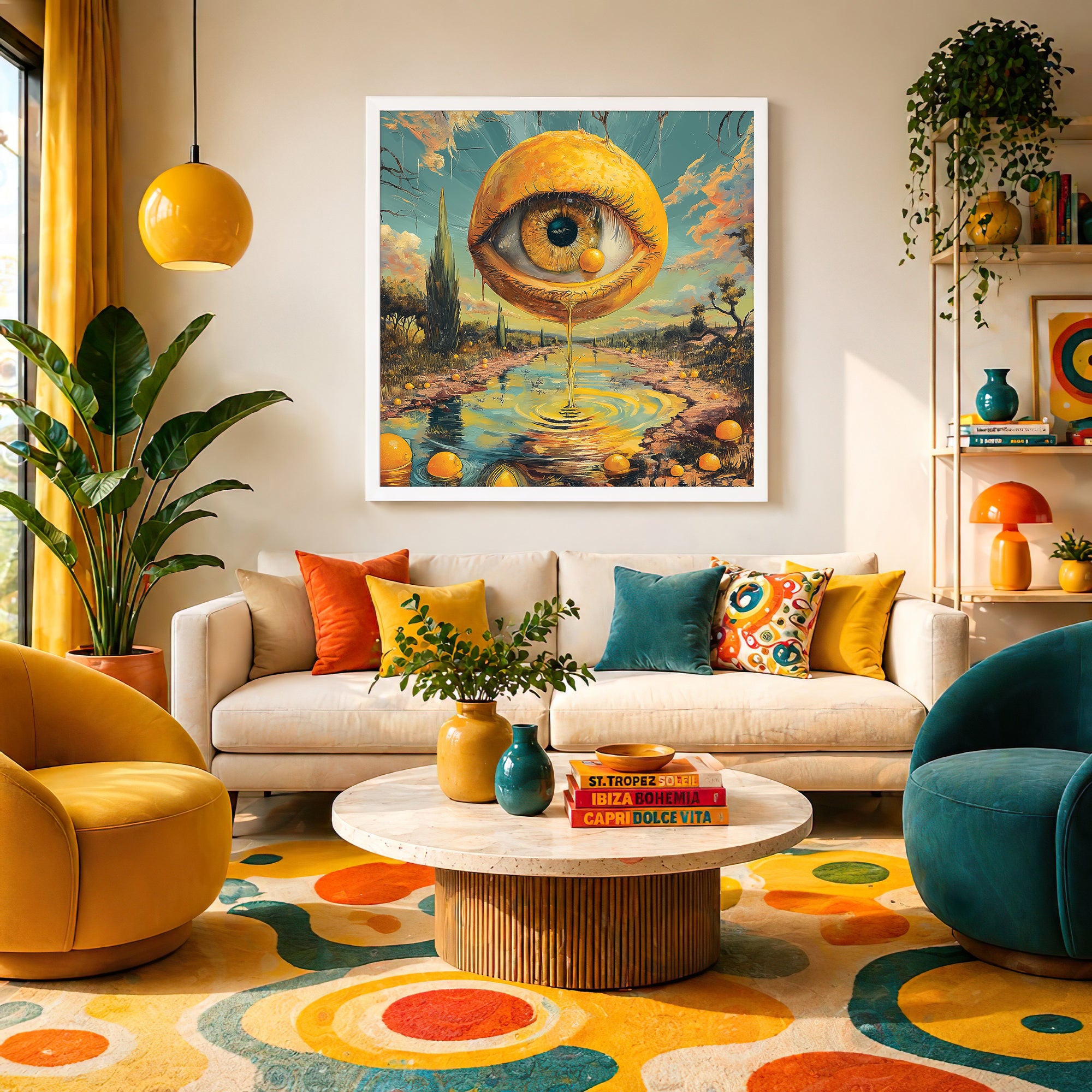 Psychedelic Lemon Eye Framed Wall Art