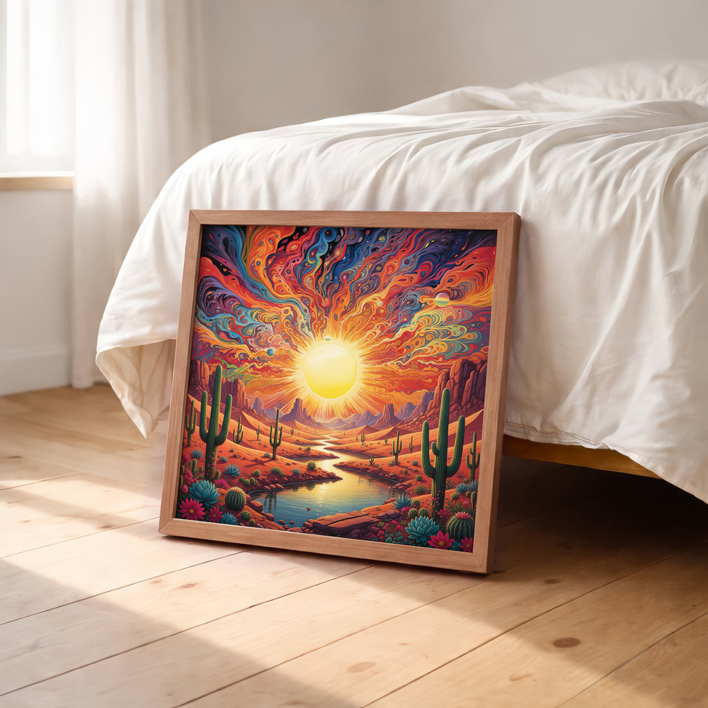 Psychedelic Desert Sunset Framed Wall Art
