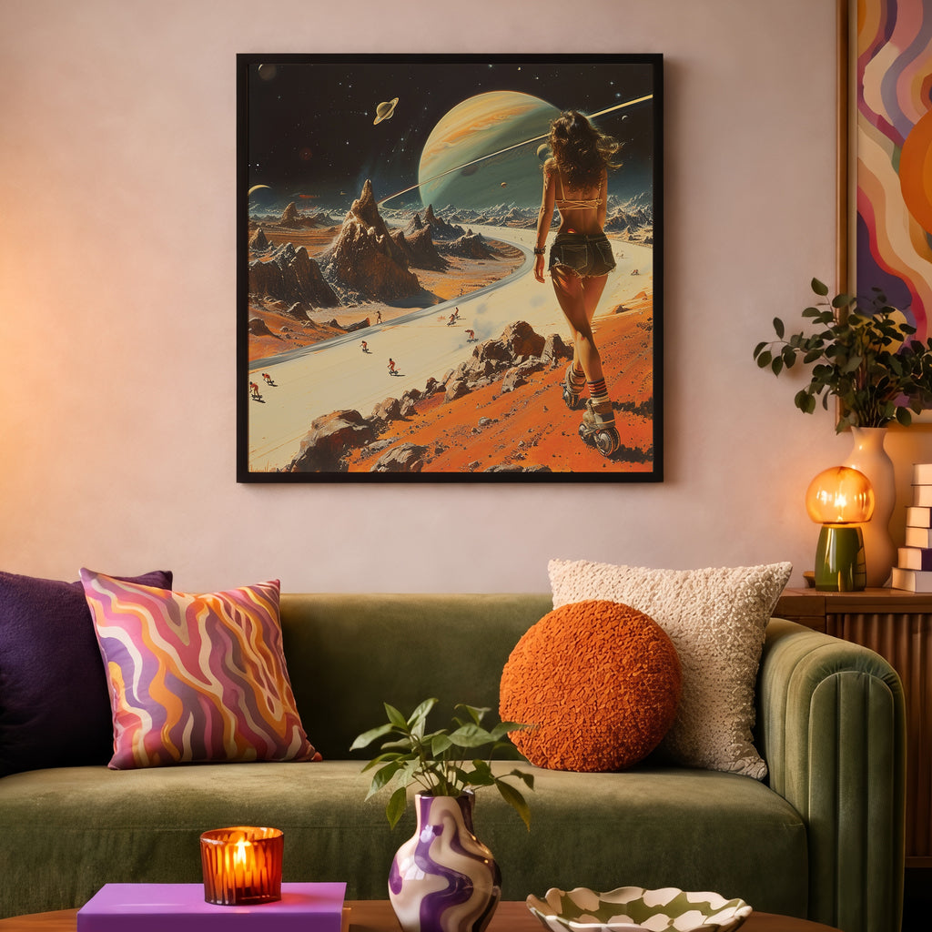 Cosmic Roller Woman Framed Wall Art