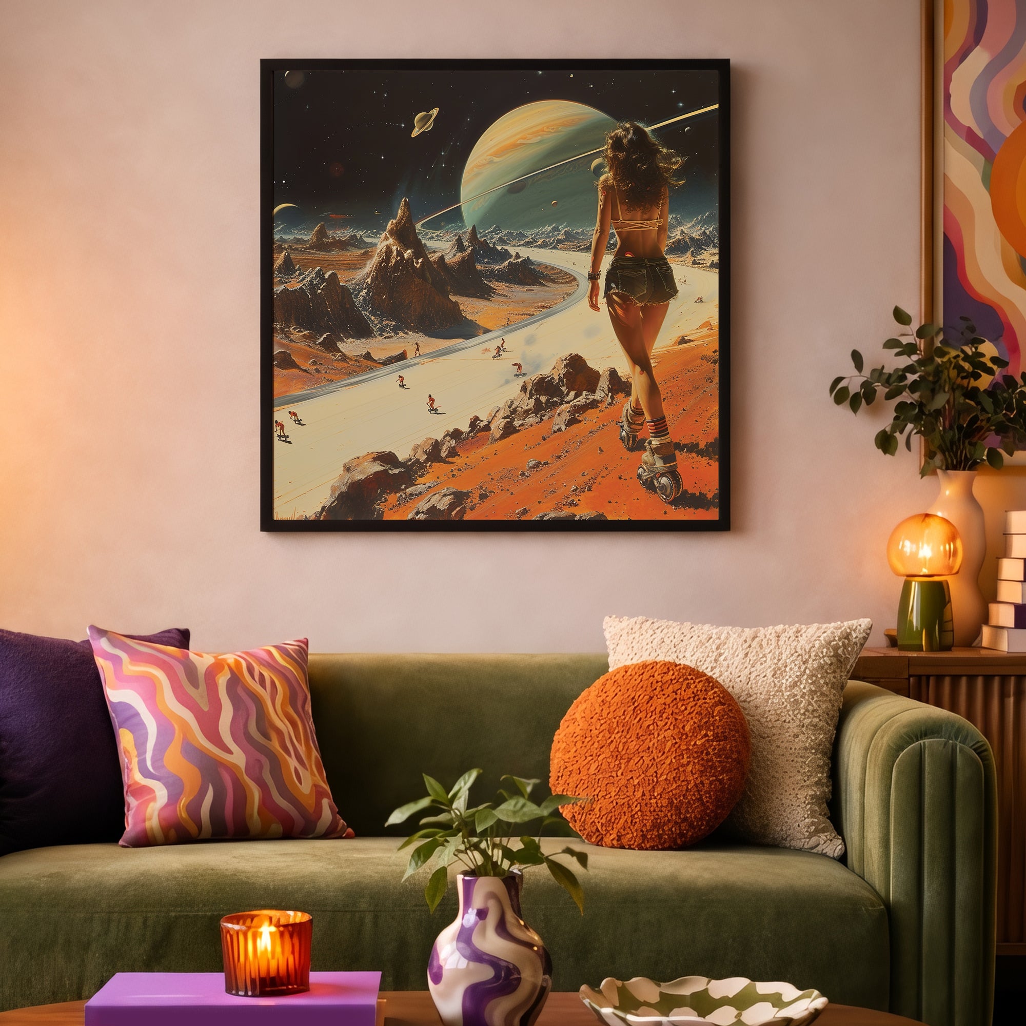 Cosmic Roller Woman Framed Wall Art