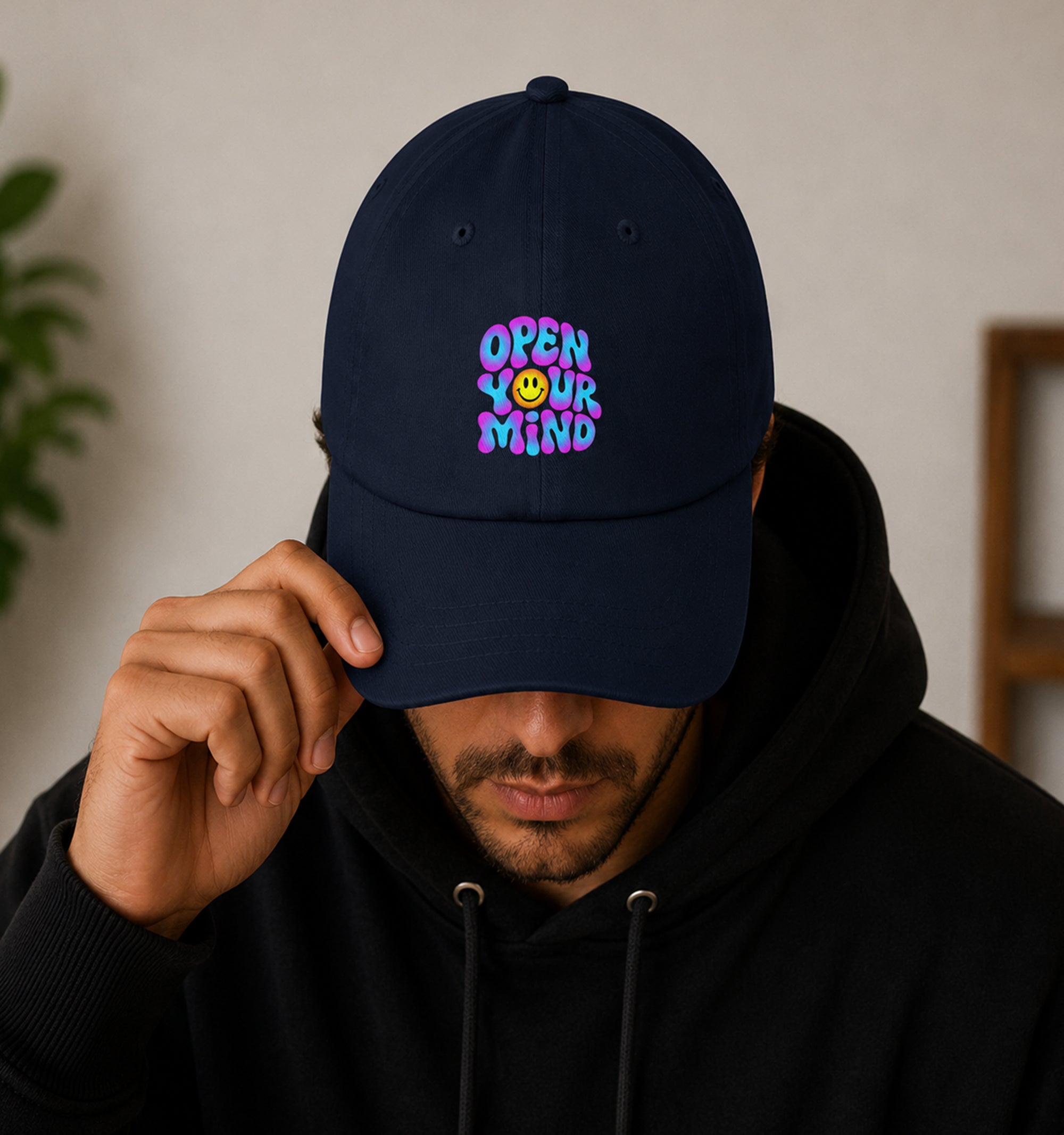 Neon festival hat in navy