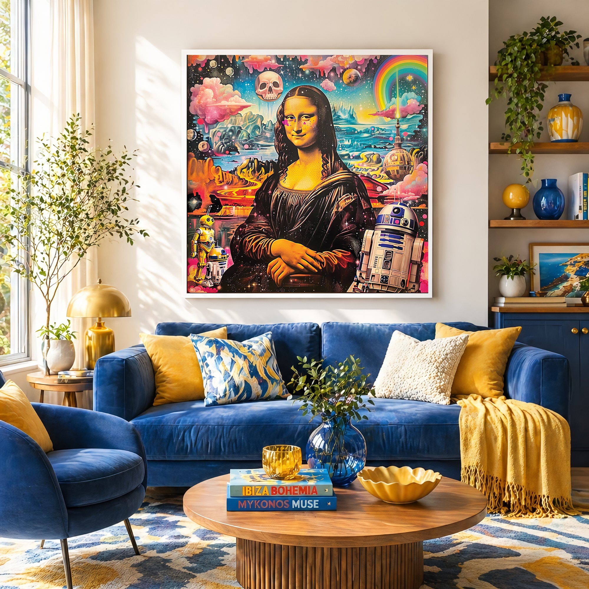 Psychedelic Mona Lisa Portrait Framed Wall Art