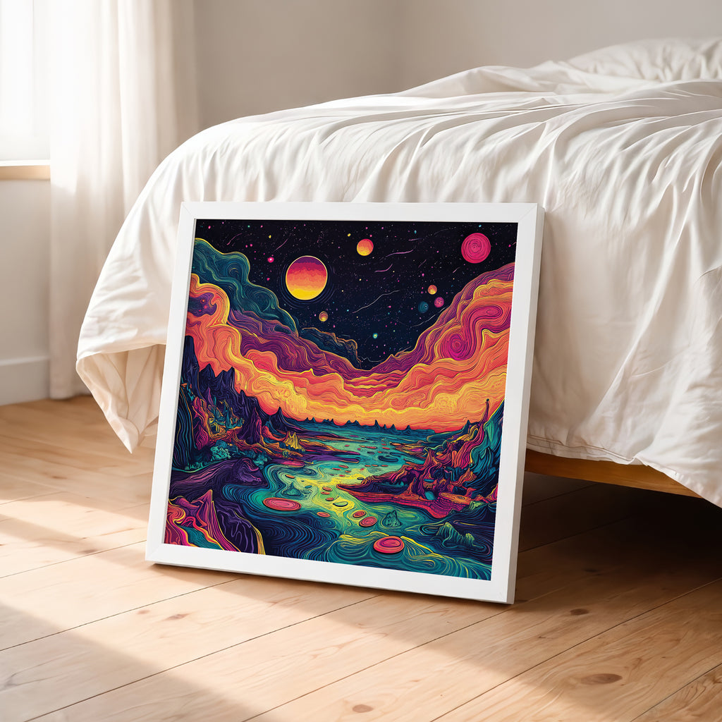 Psychedelic Cosmic Landscape Framed Wall Art