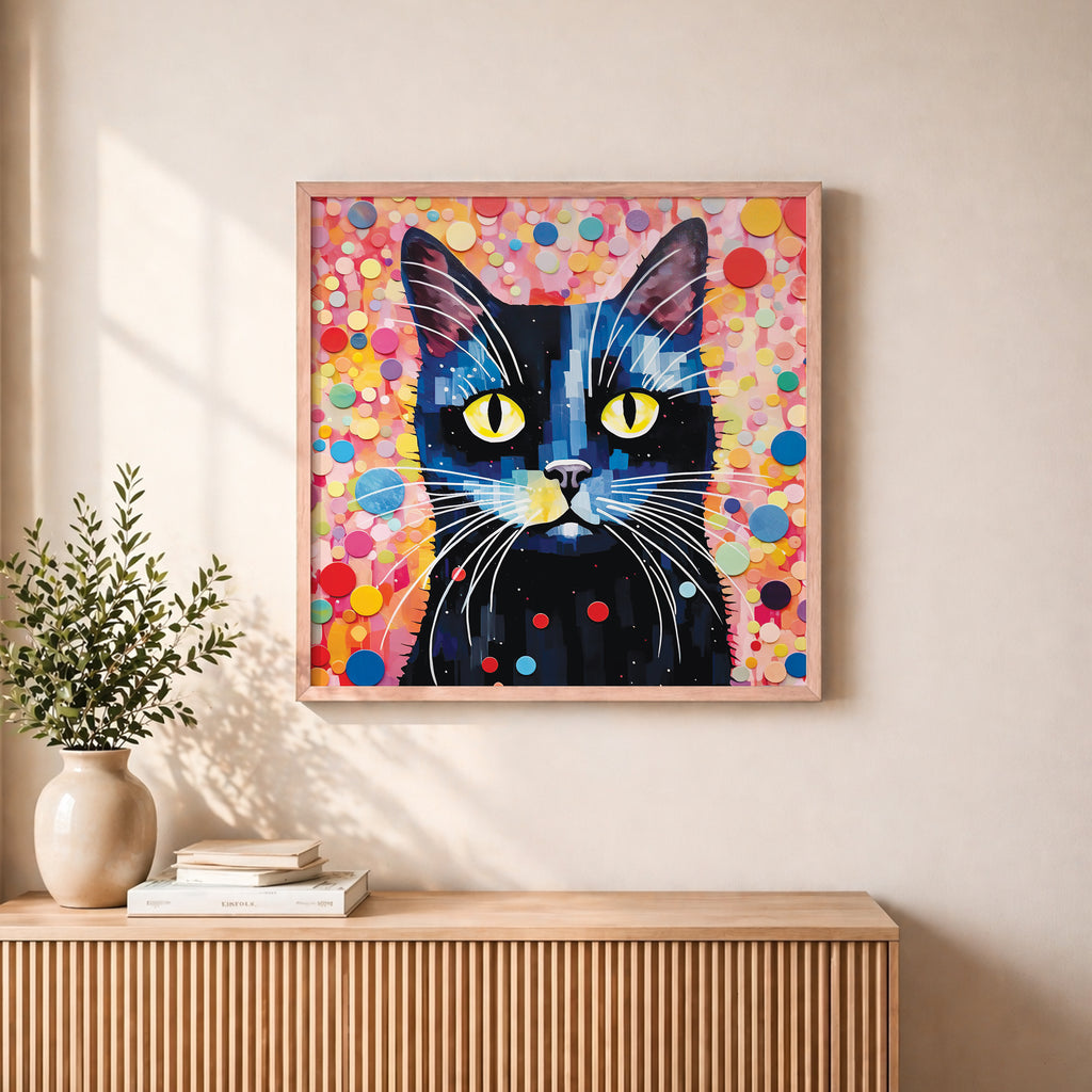 Pop Art Cat Portrait Framed Wall Art